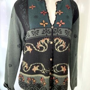 𝅺peruvian Link alpaca blend cardigan sweater Large. .